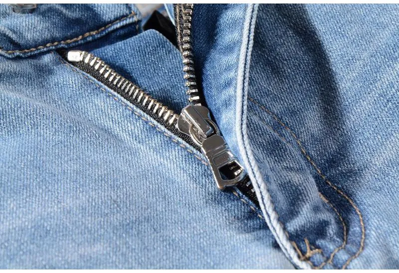 Men's Elastic Ripped Jeans With Color Stripes