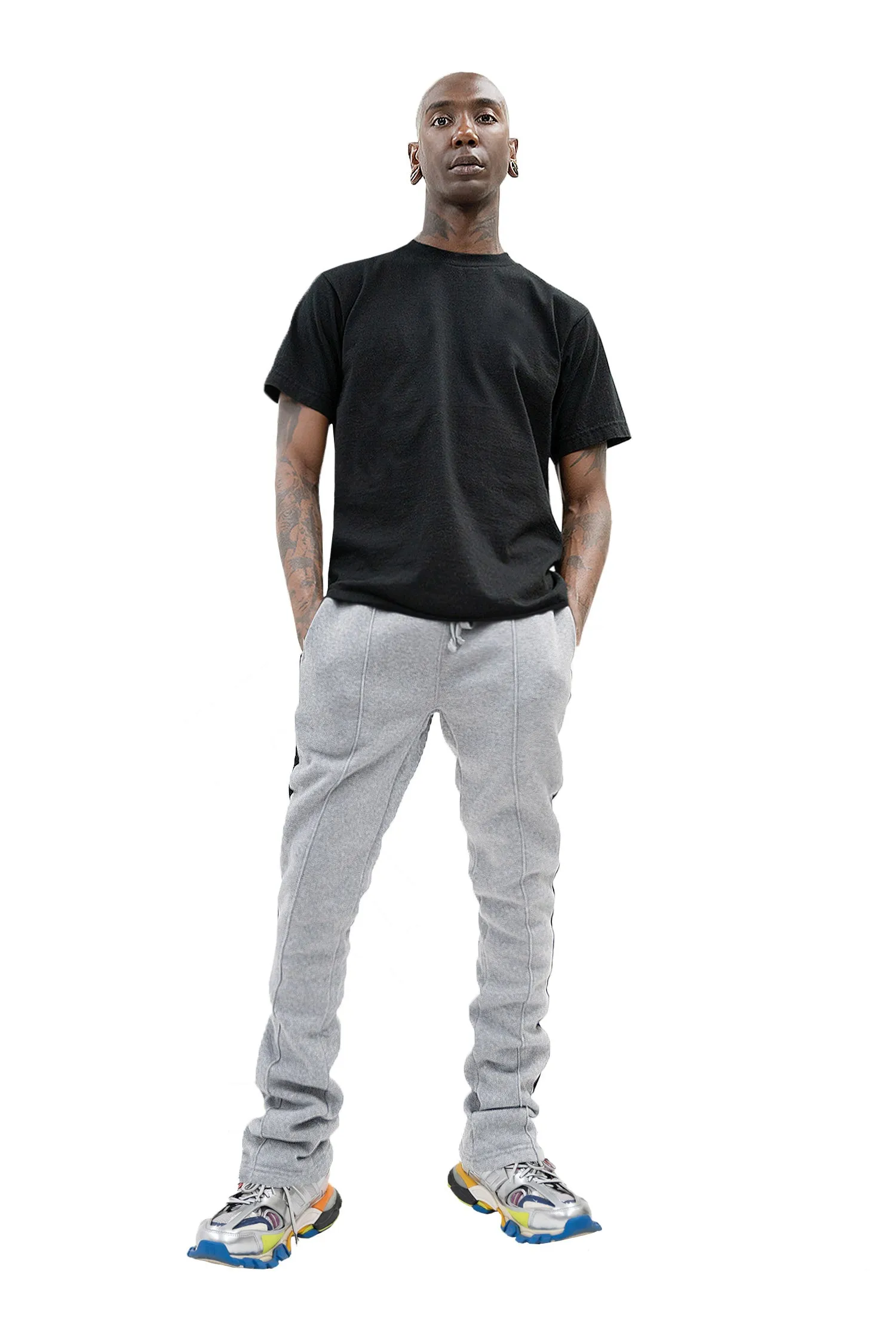 Men's Side Stripe Fleece Stacked Sweat Pants