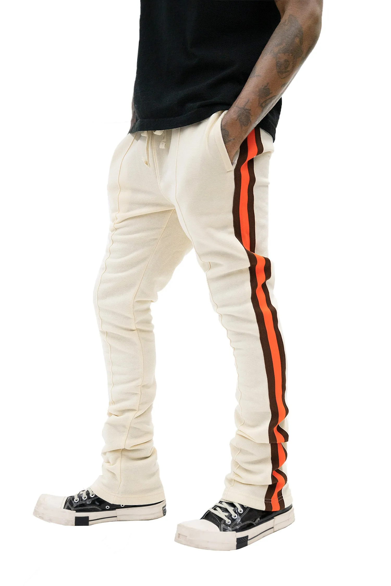 Men's Side Stripe Fleece Stacked Sweat Pants