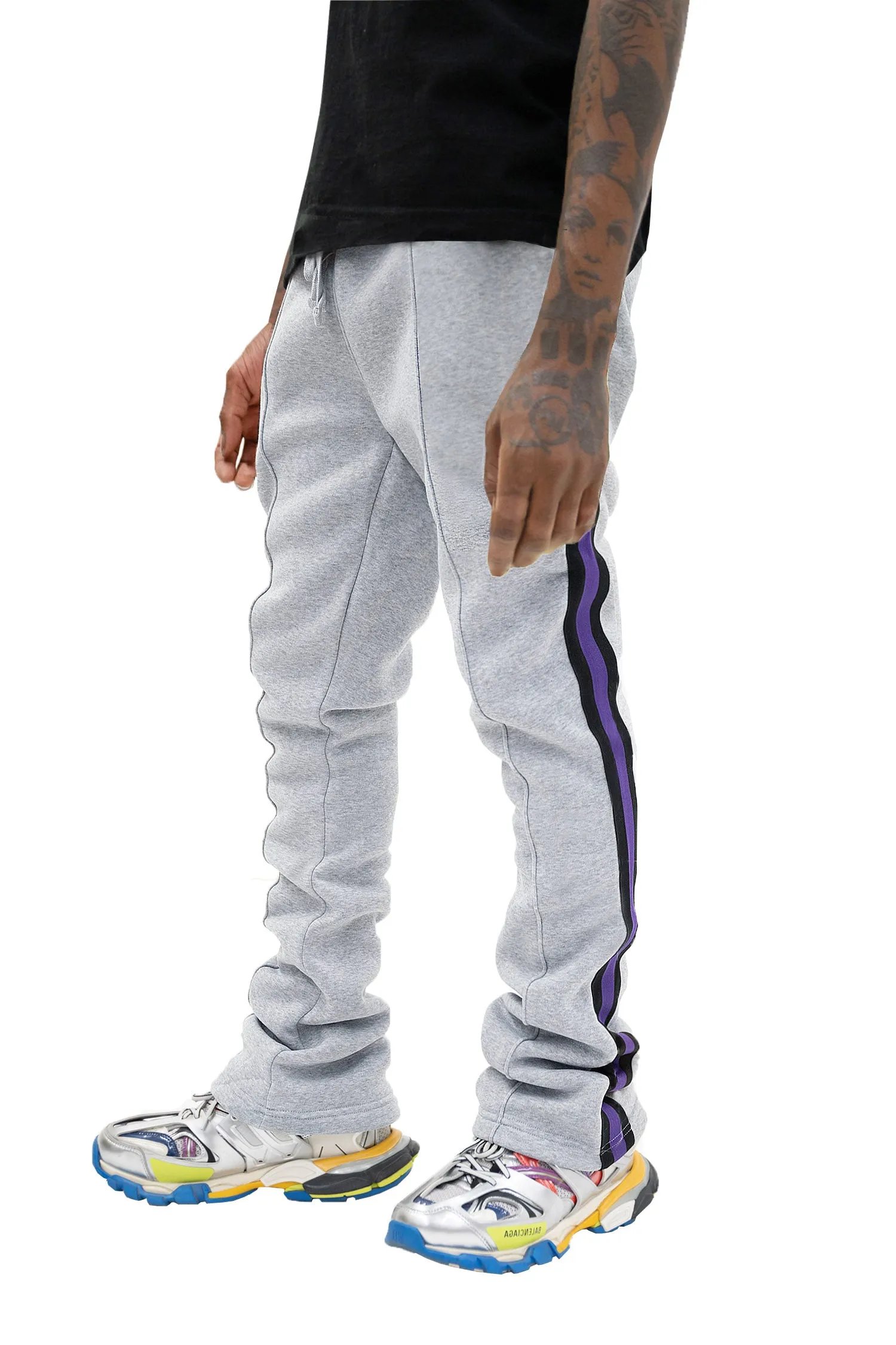 Men's Side Stripe Fleece Stacked Sweat Pants