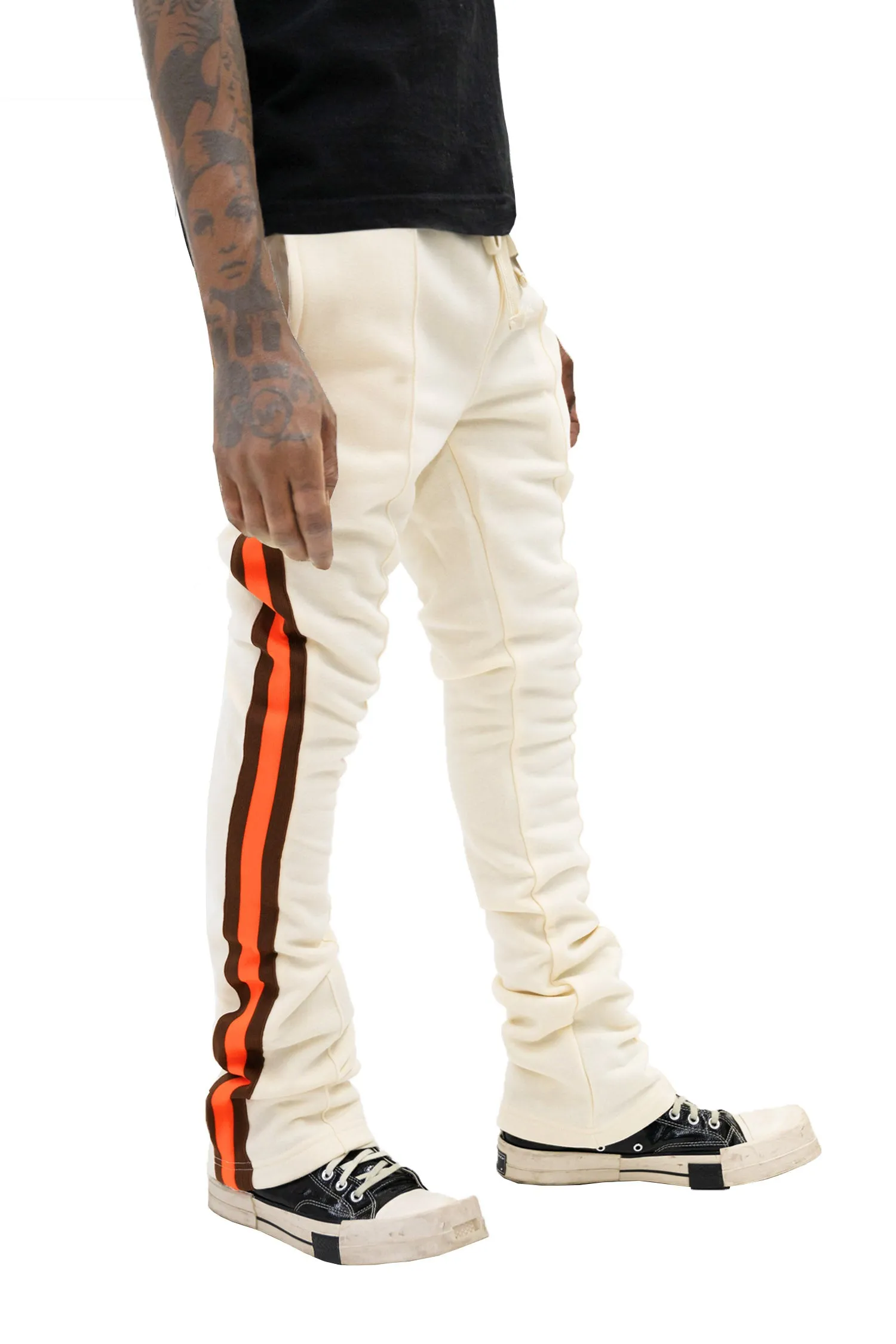 Men's Side Stripe Fleece Stacked Sweat Pants