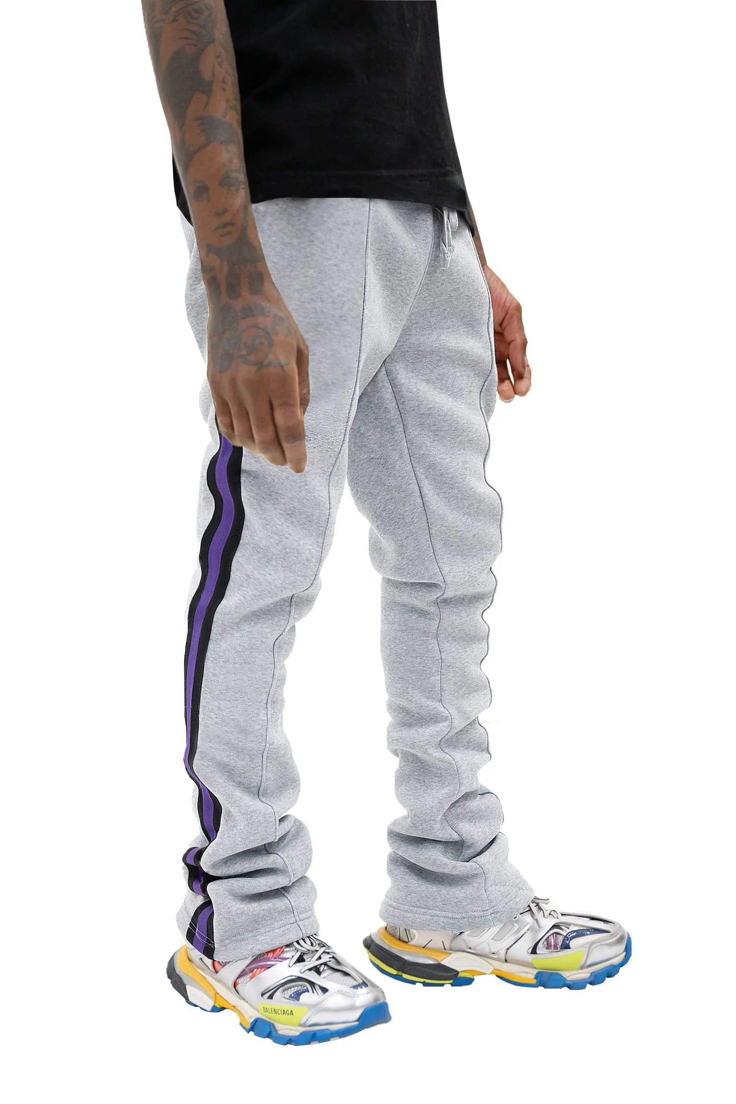 Men's Side Stripe Fleece Stacked Sweat Pants