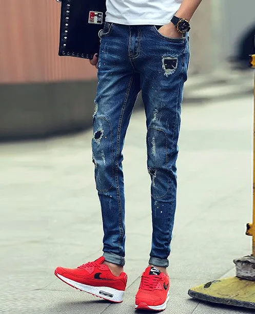 Men's Skinny Ripped Casual Jeans