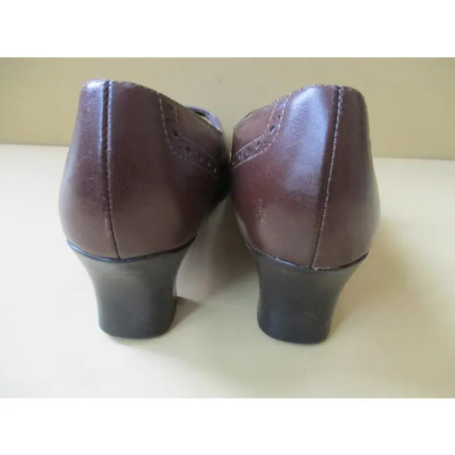 Munro American Brown Mary Jane Stacked Heel Pumps Size Us
