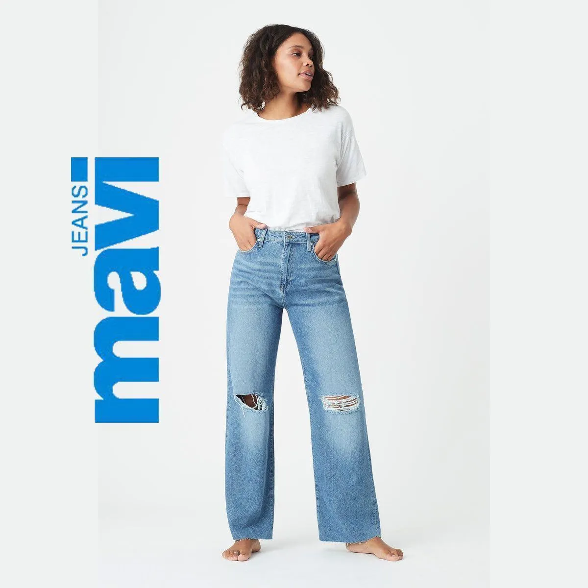 NWT -  Mavi Jeans 'Sunday' Ripped High Waist Wide Leg Jeans -Size 32