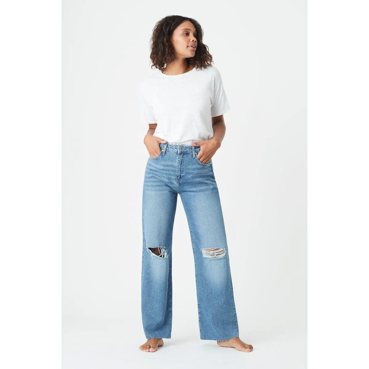 NWT -  Mavi Jeans 'Sunday' Ripped High Waist Wide Leg Jeans -Size 32