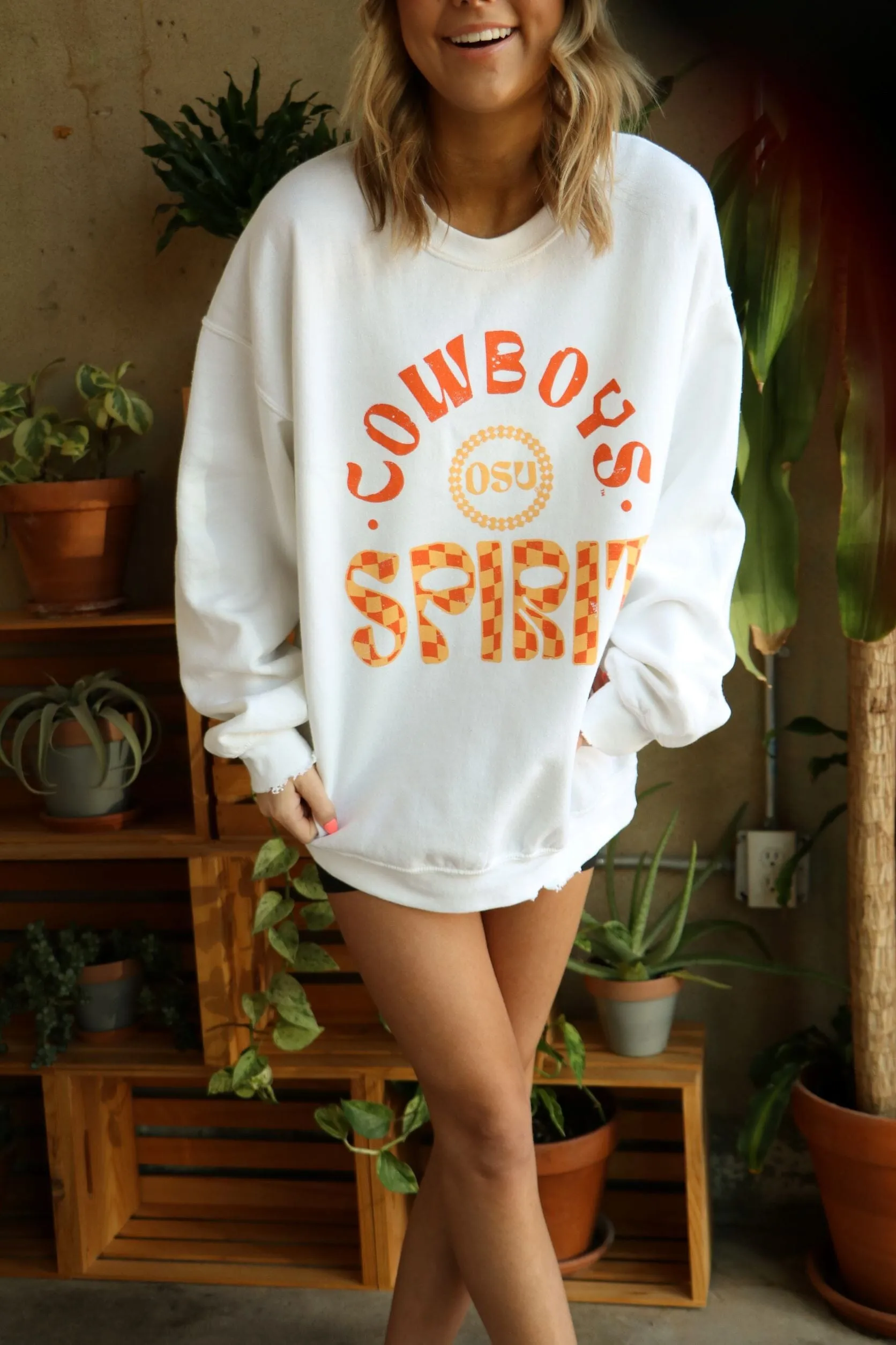 OSU Cowboys Spirit White Thrifted Sweatshirt
