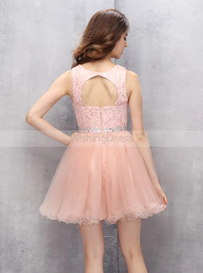 Peach Homecoming Dresses,Lace Sweet 16 Dress,Short Sweet 16 Dresses,Sw00014