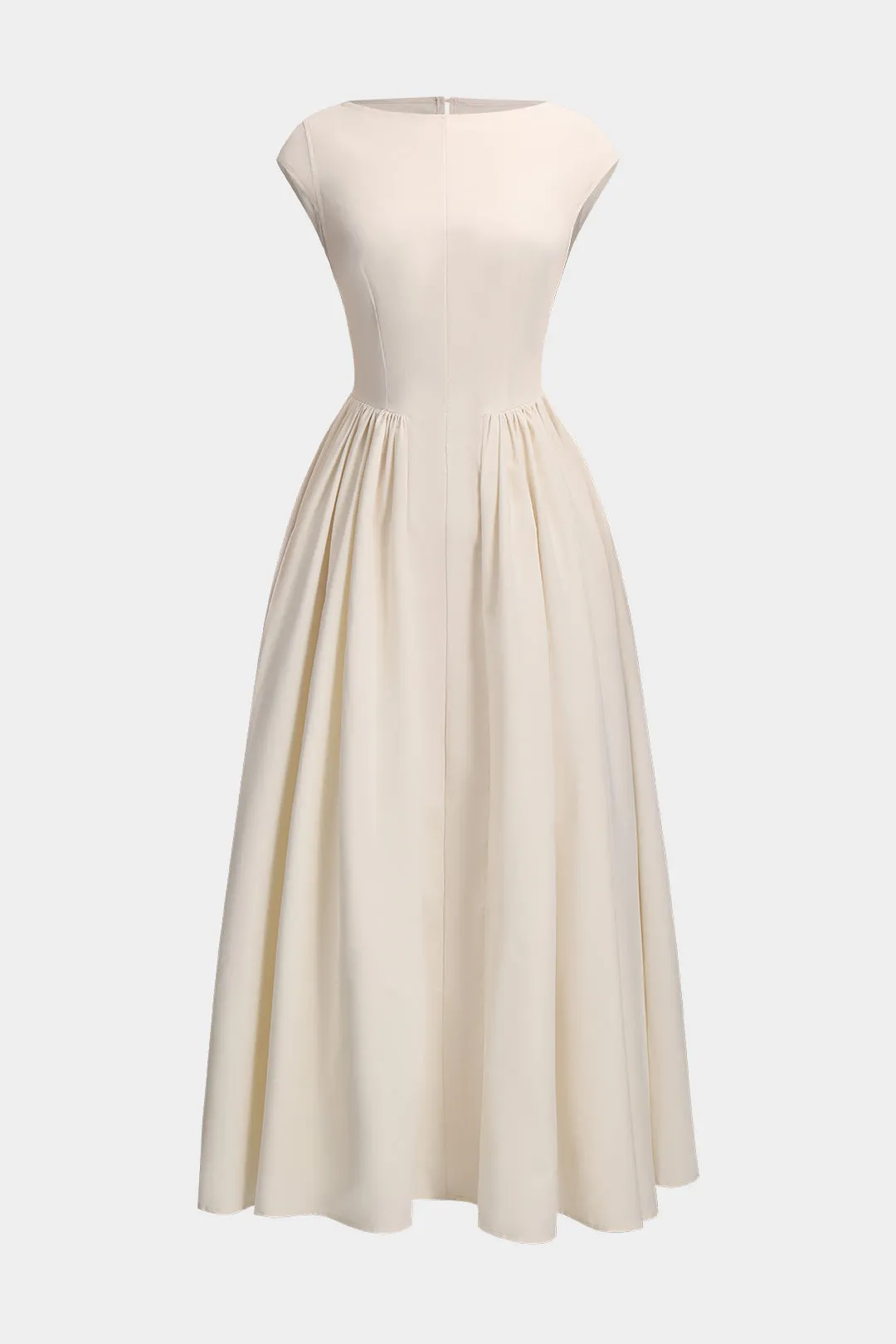 Pleated Backless Sleeveless Maxi Elbise