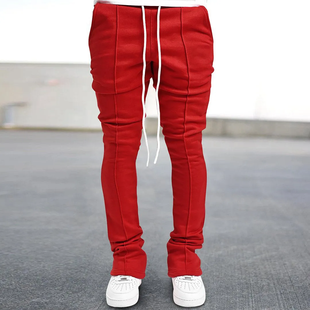 Red Stacked Sweatpants Joggers