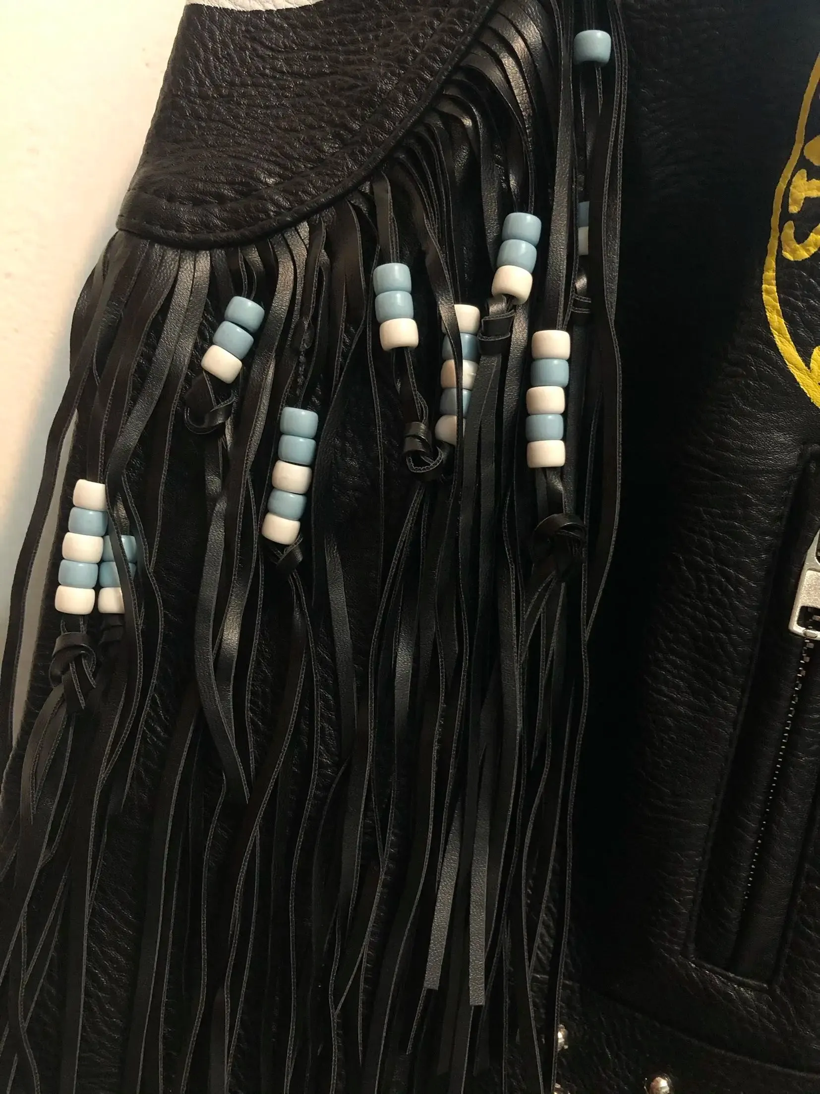 Rivet beading leather jacket Locomotive graffiti cartoon pu Leather Jacket female Punk tassel stitching Motorcyle Jackets F2095