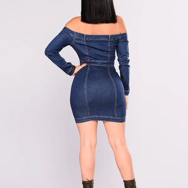 Sexy Off Shoulder Denim Bodycon Dress