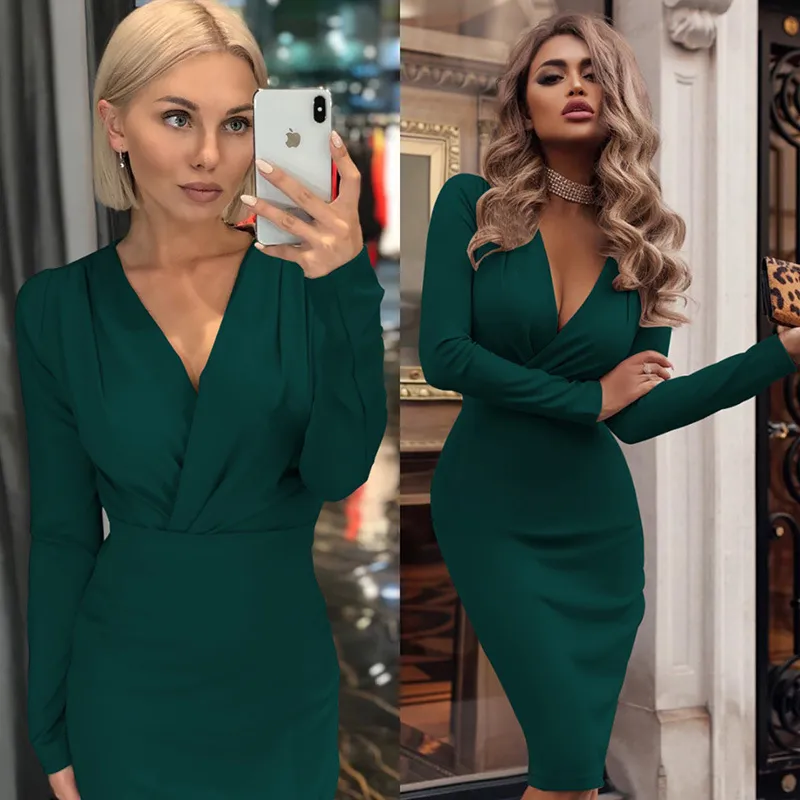 sexy spring and autumn long sleeve long bodycon dress