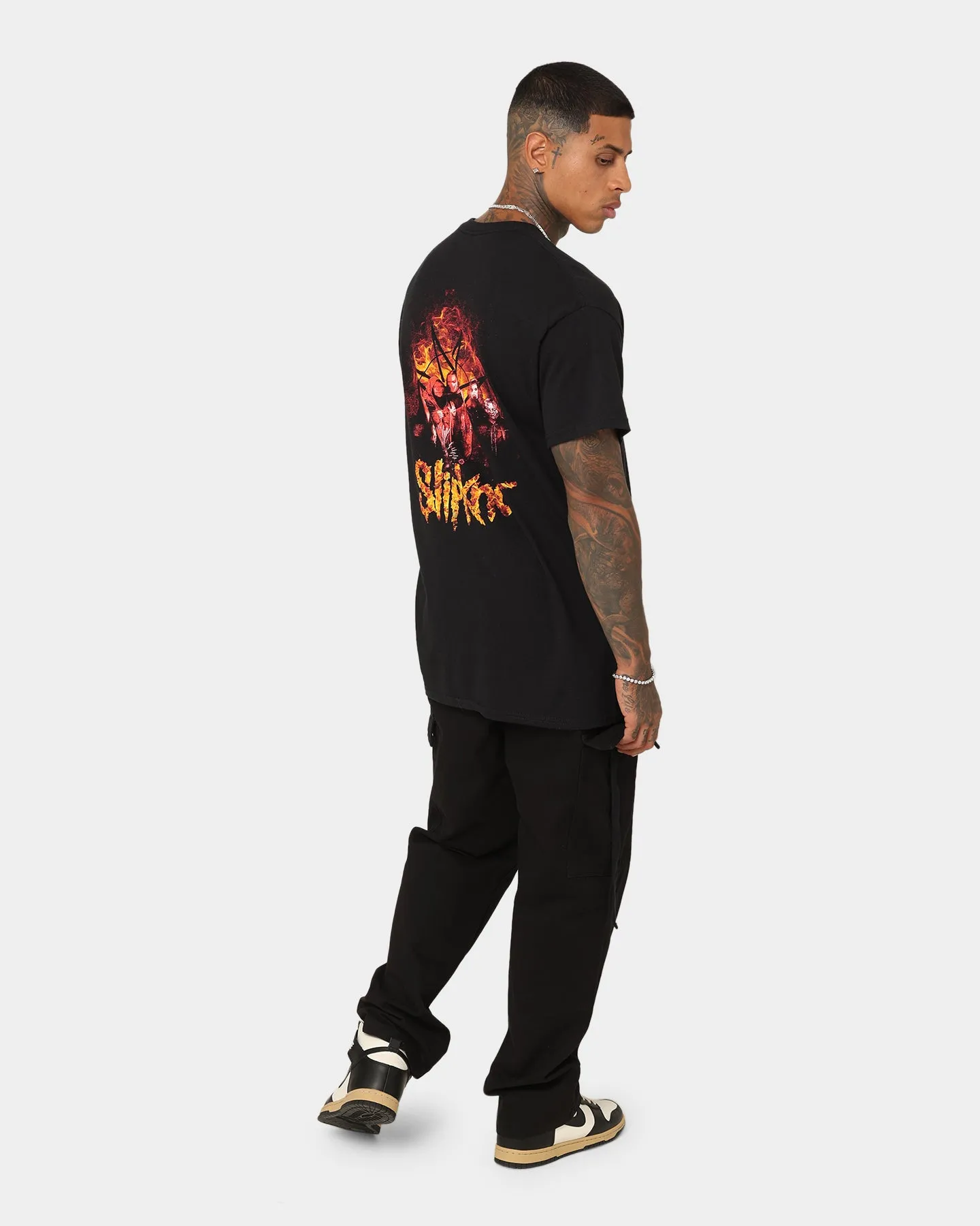 Slipknot Band Photo Flame Logo T-Shirt Black