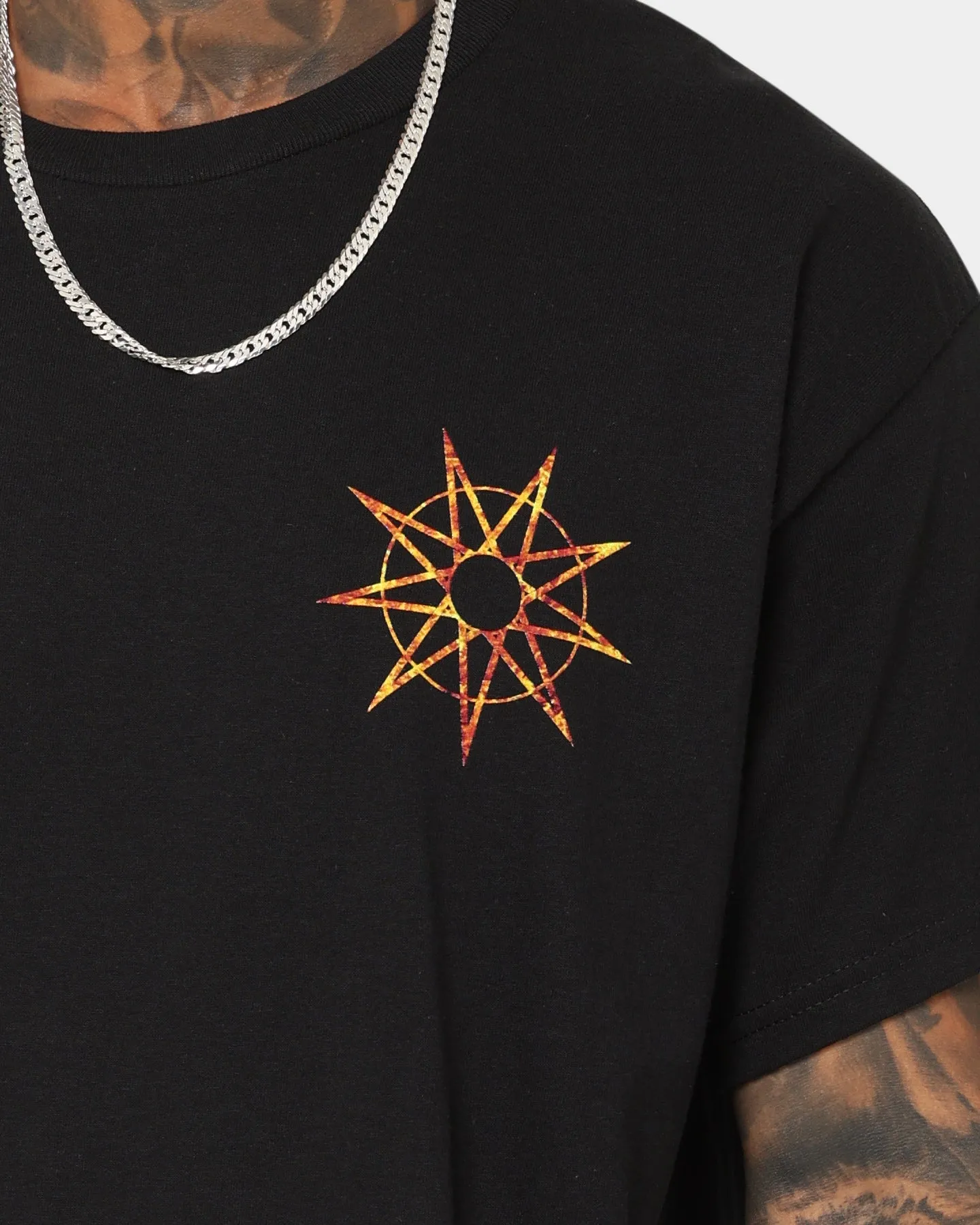 Slipknot Band Photo Flame Logo T-Shirt Black