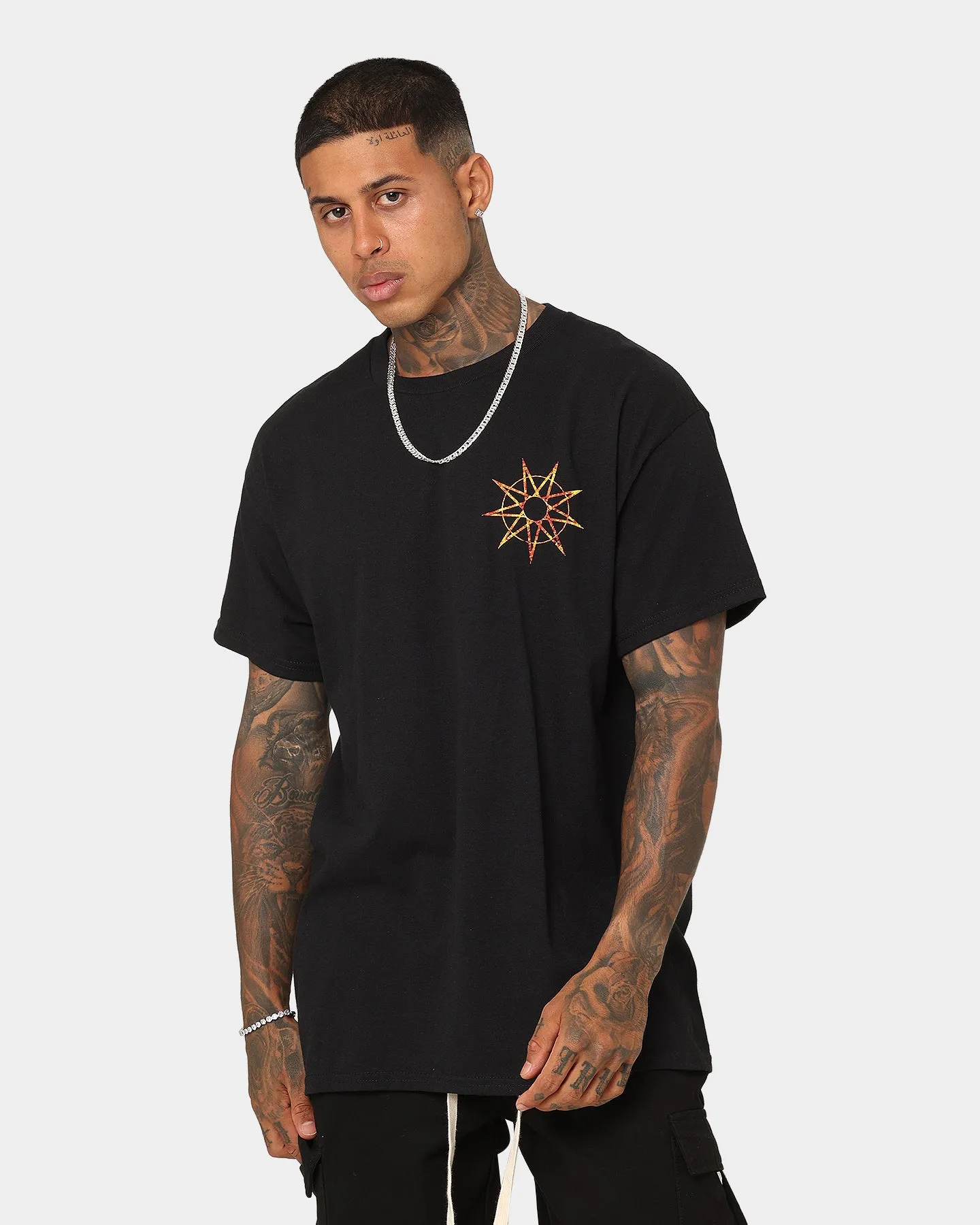 Slipknot Band Photo Flame Logo T-Shirt Black