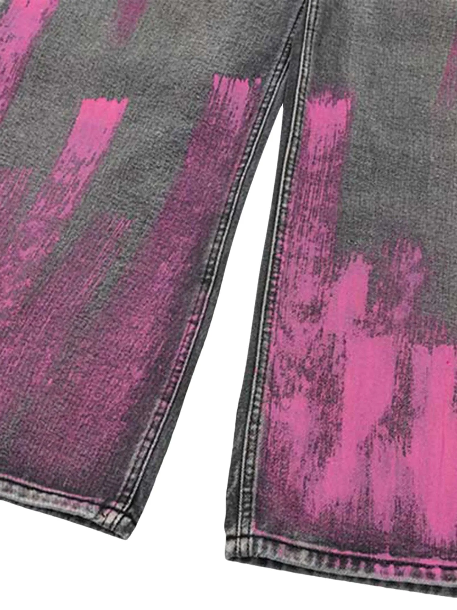 Sneakerhill Graffiti Distressed Washed Baggy Jeans - 1886