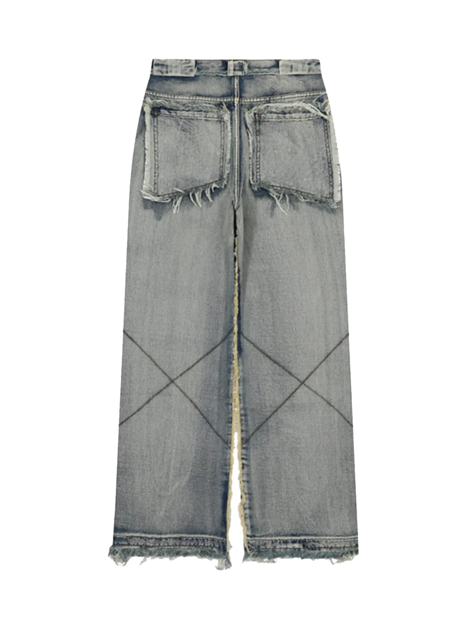 Sneakerhill High Street Washed And Distressed Raw Edge Jeans - 2068