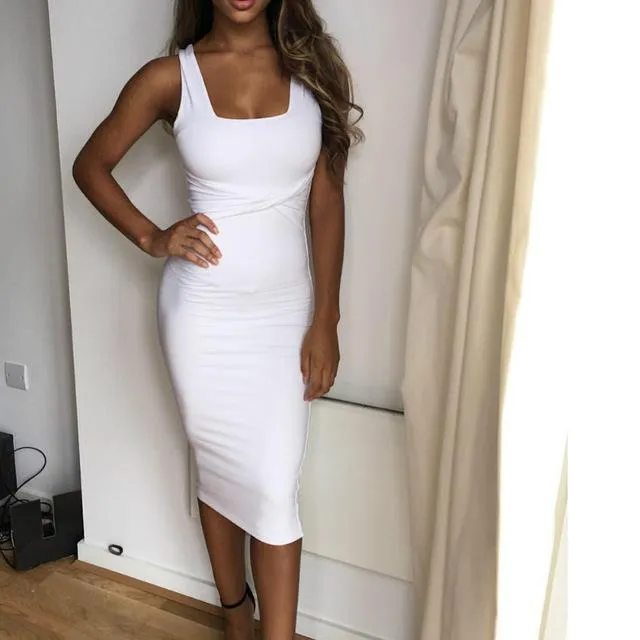 Solid Sleeveless Tight Bodycon Dresses