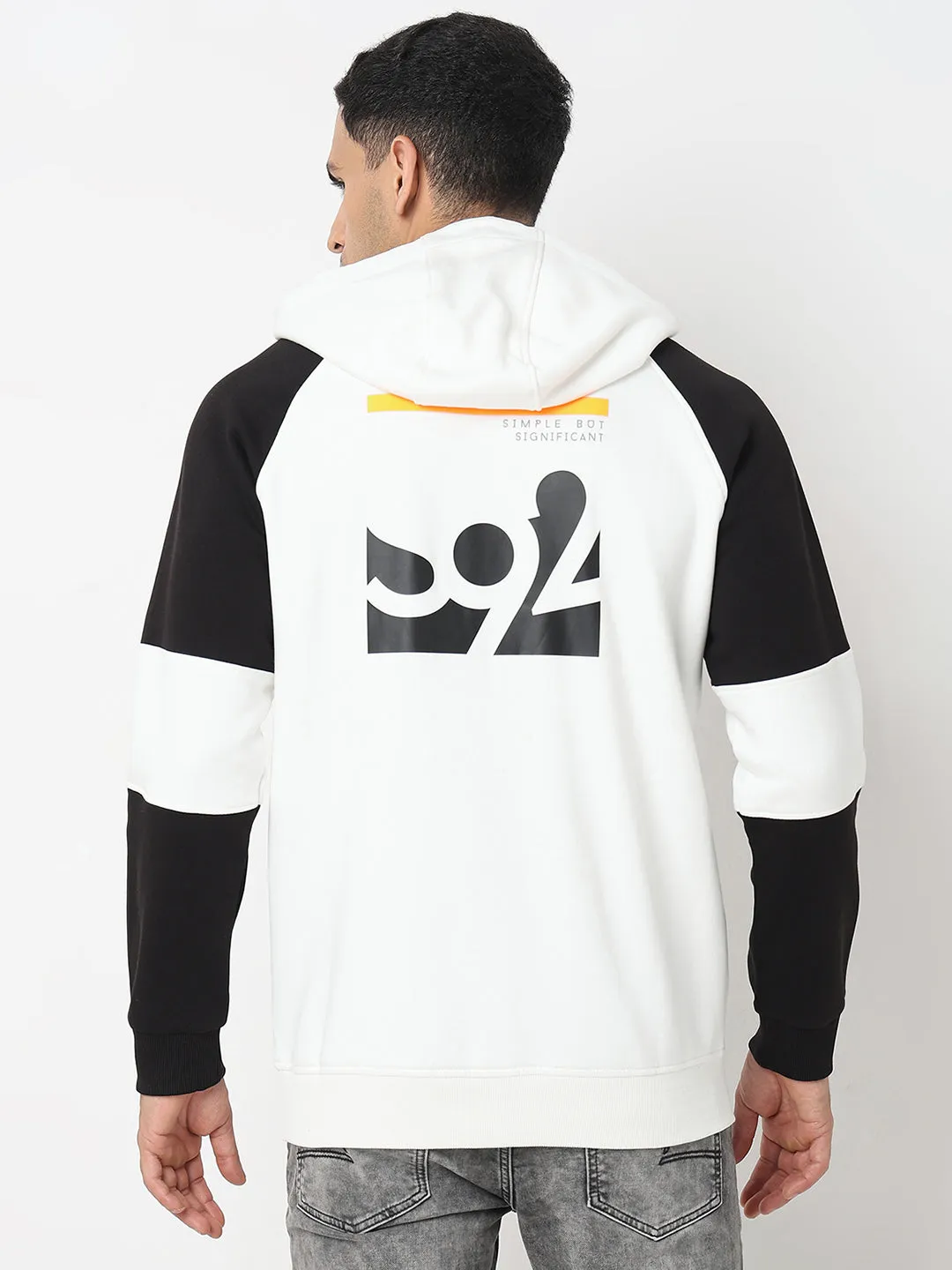 Spykar Hooded Full Sleeves White Sweatshirt For Men