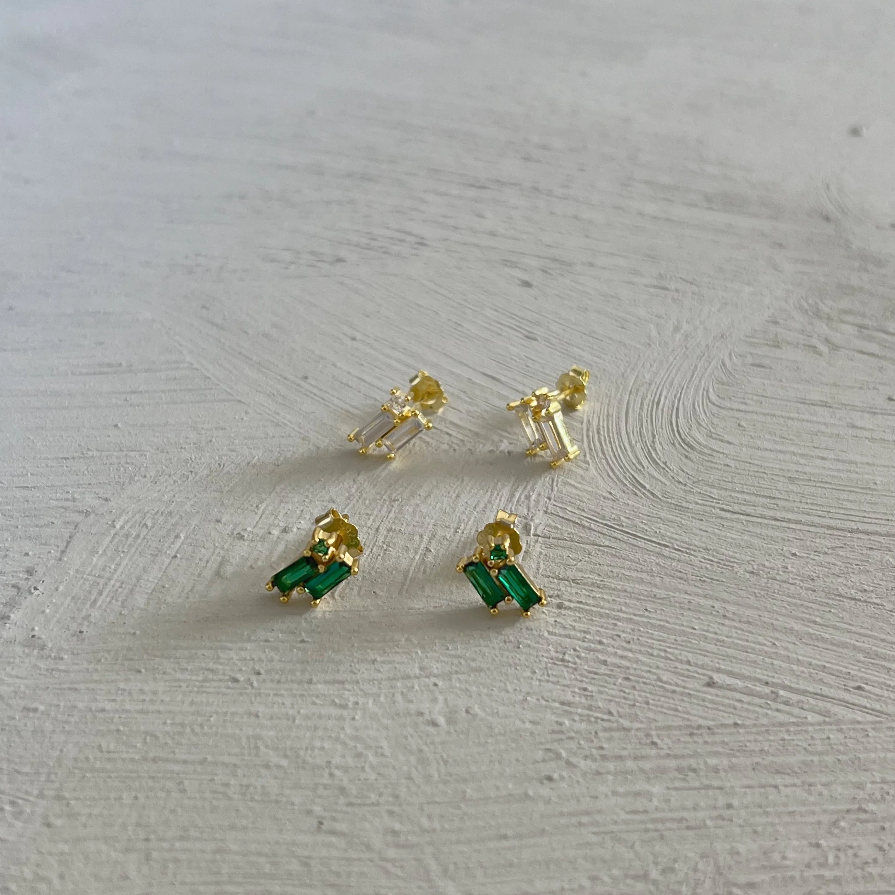 Stacked Baguette Studs