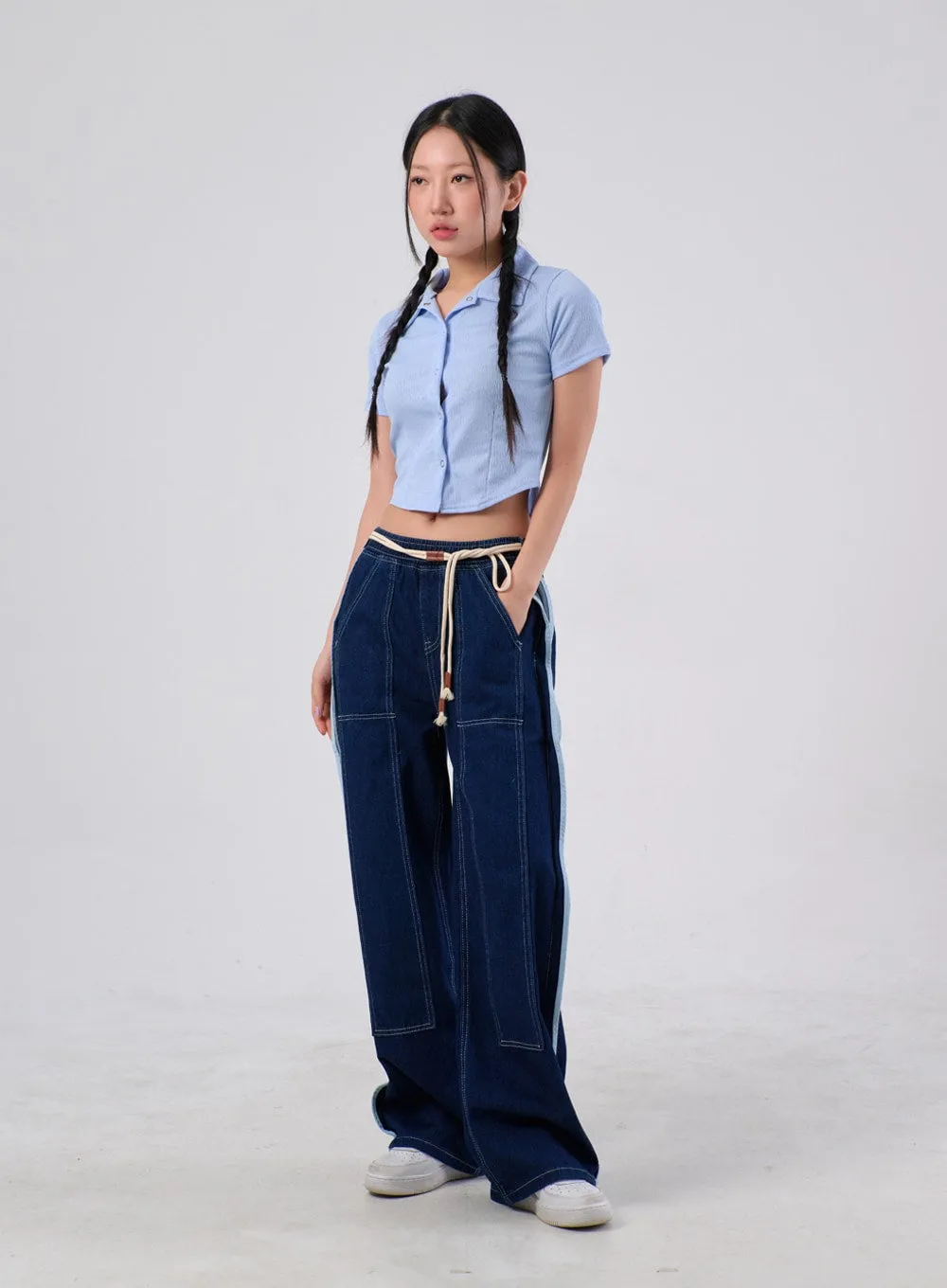 Stripe Baggy Jeans IA304