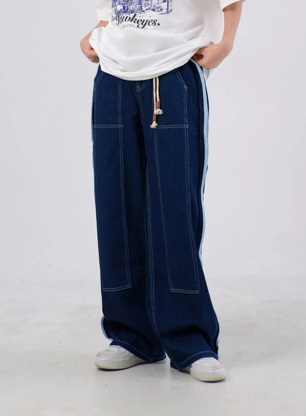 Stripe Baggy Jeans IA304