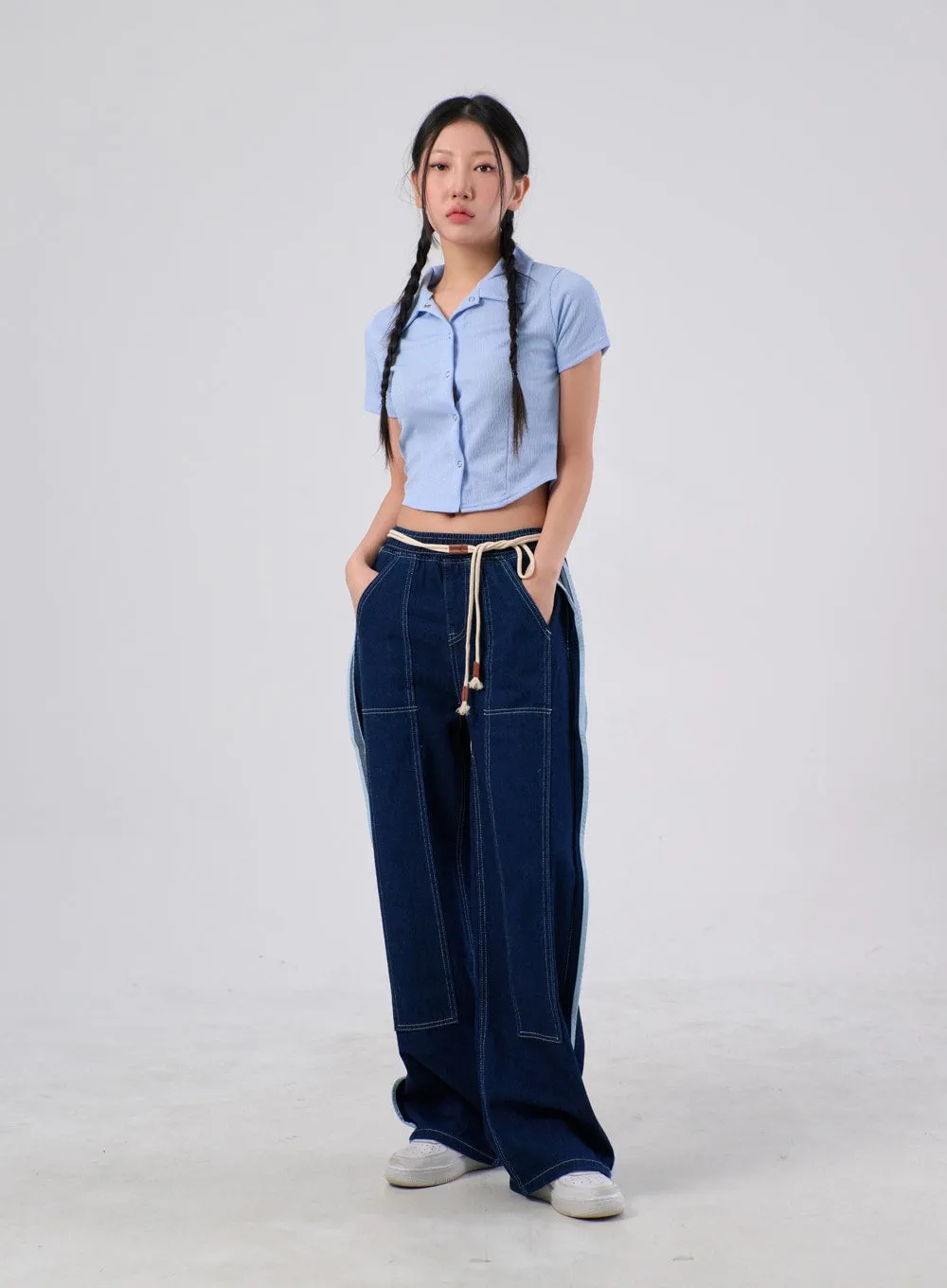 Stripe Baggy Jeans IA304