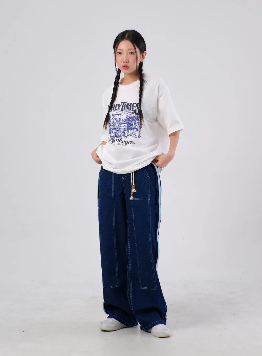 Stripe Baggy Jeans IA304