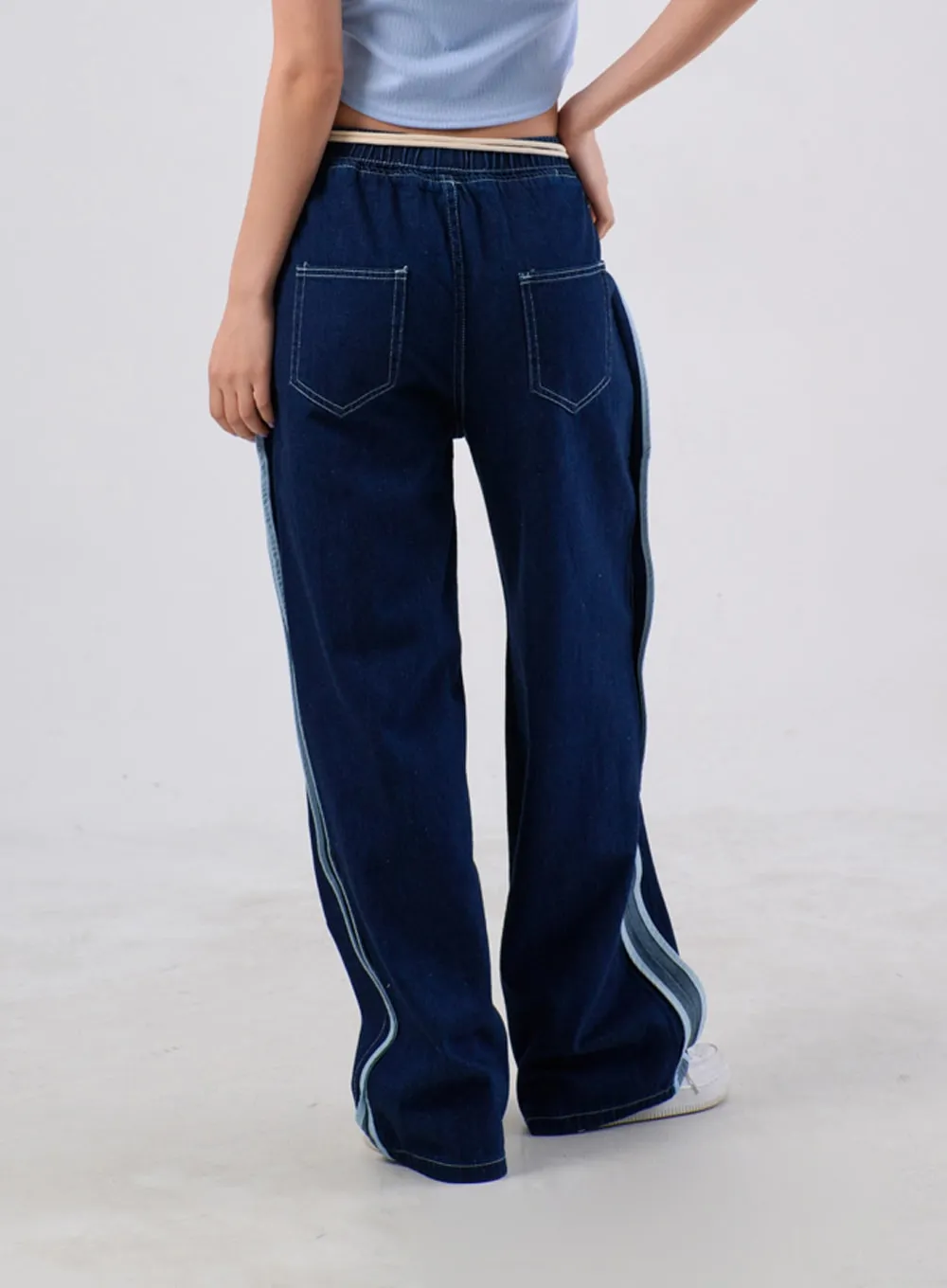 Stripe Baggy Jeans IA304