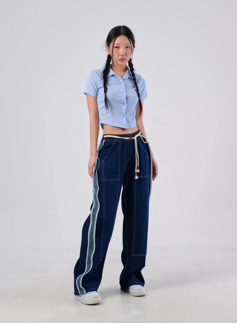 Stripe Baggy Jeans IA304