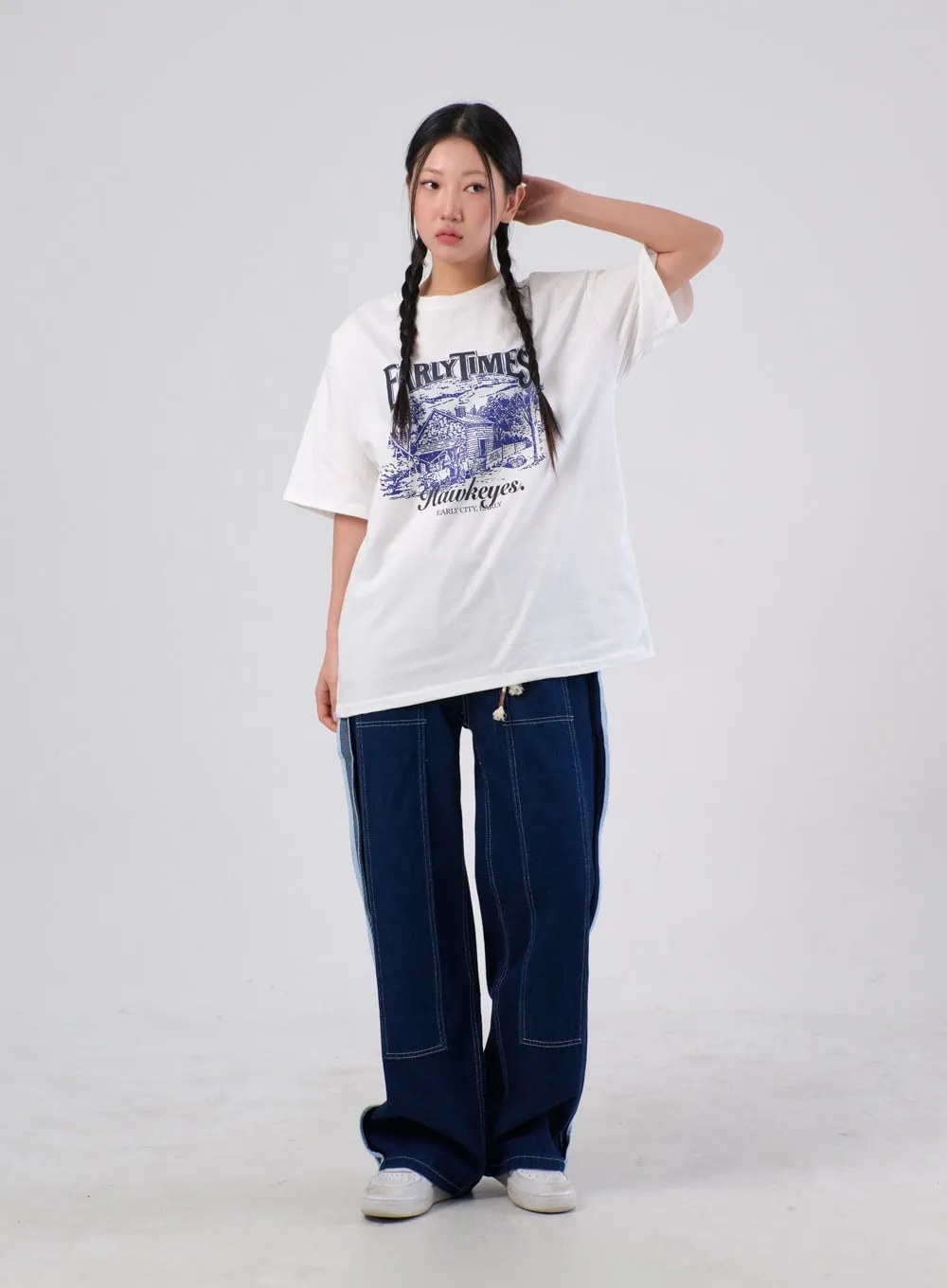 Stripe Baggy Jeans IA304