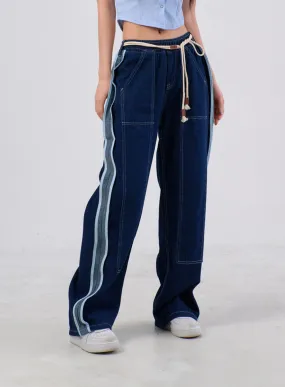 Stripe Baggy Jeans IA304