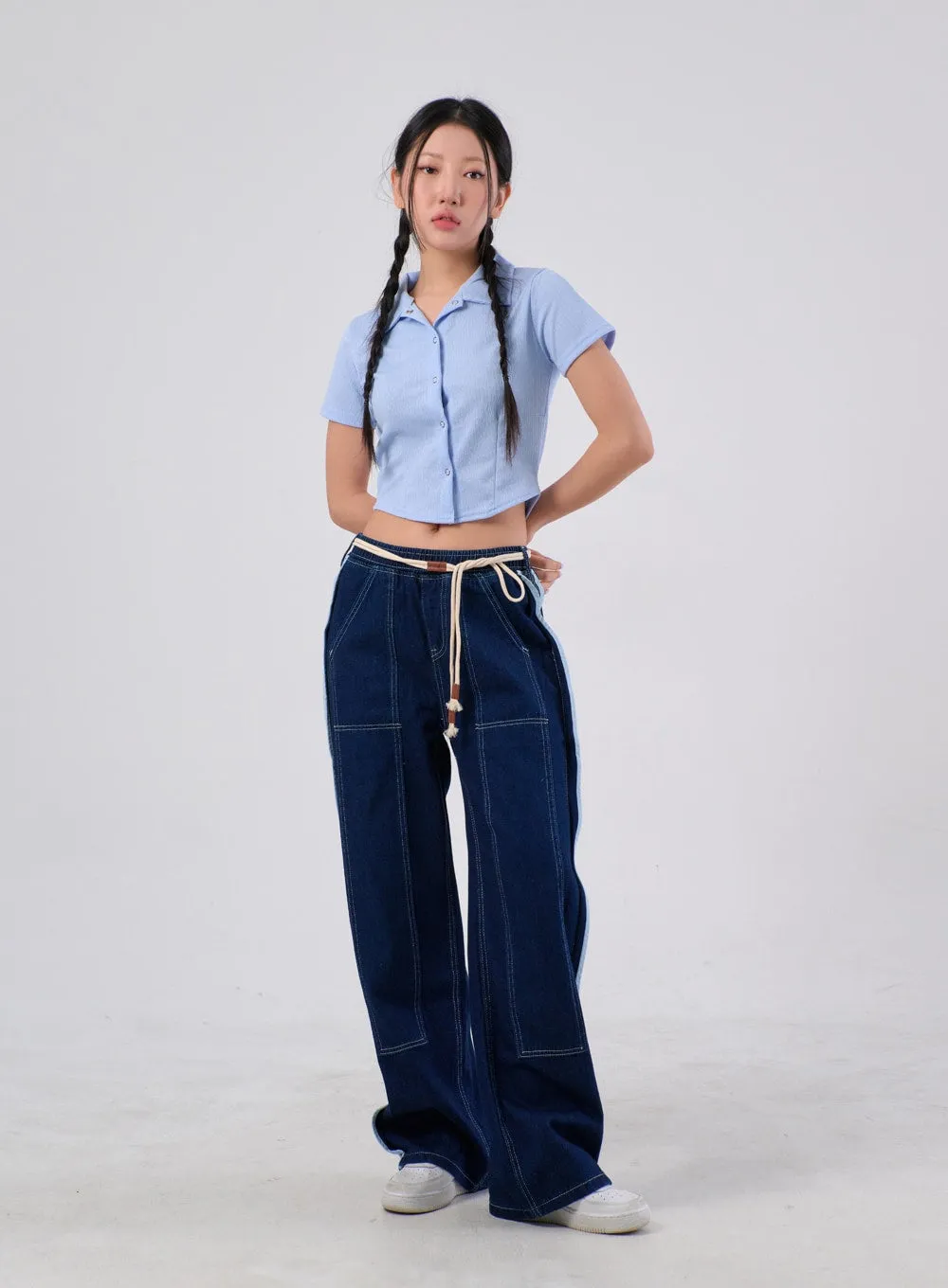 Stripe Baggy Jeans IA304