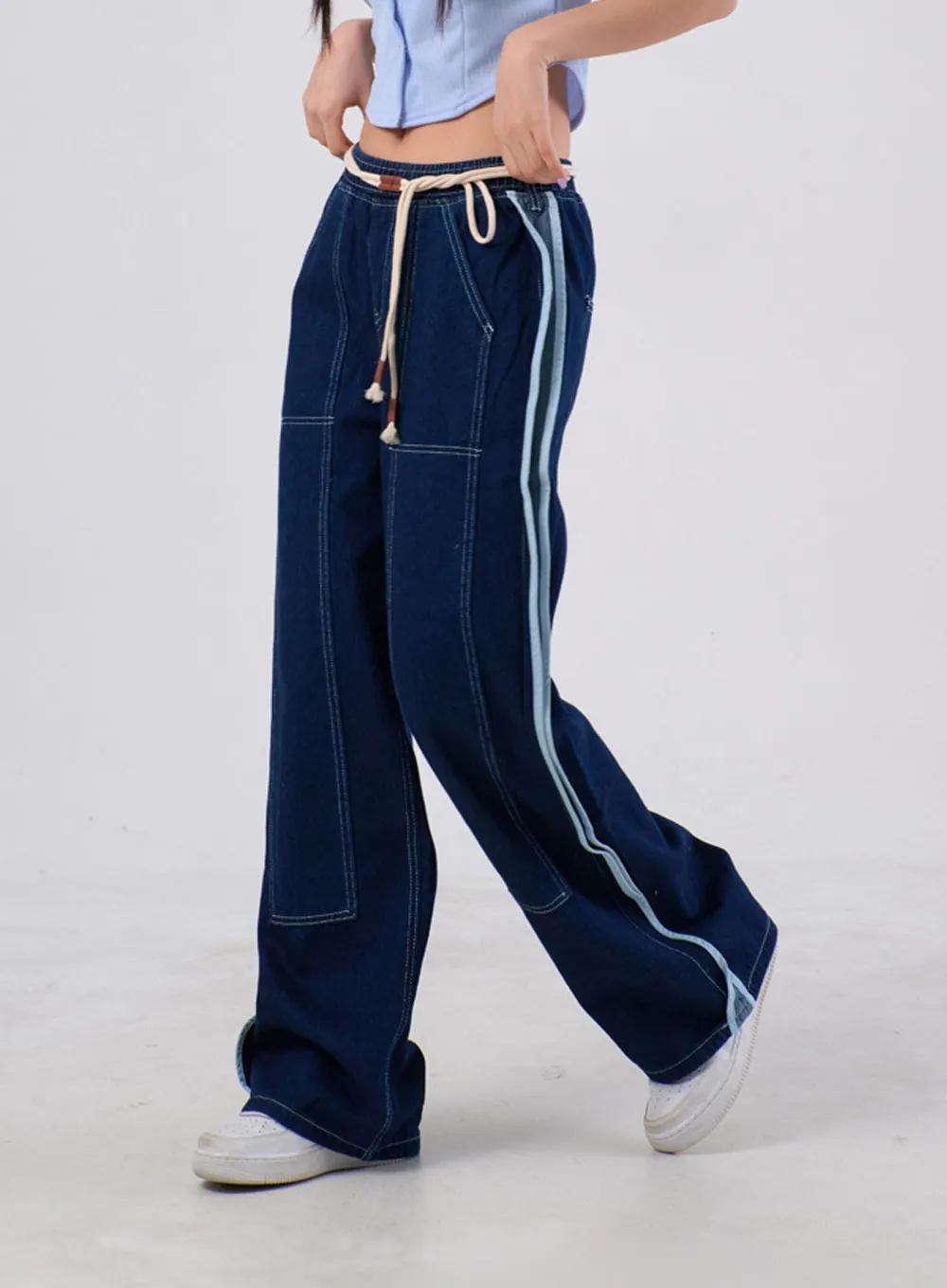 Stripe Baggy Jeans IA304