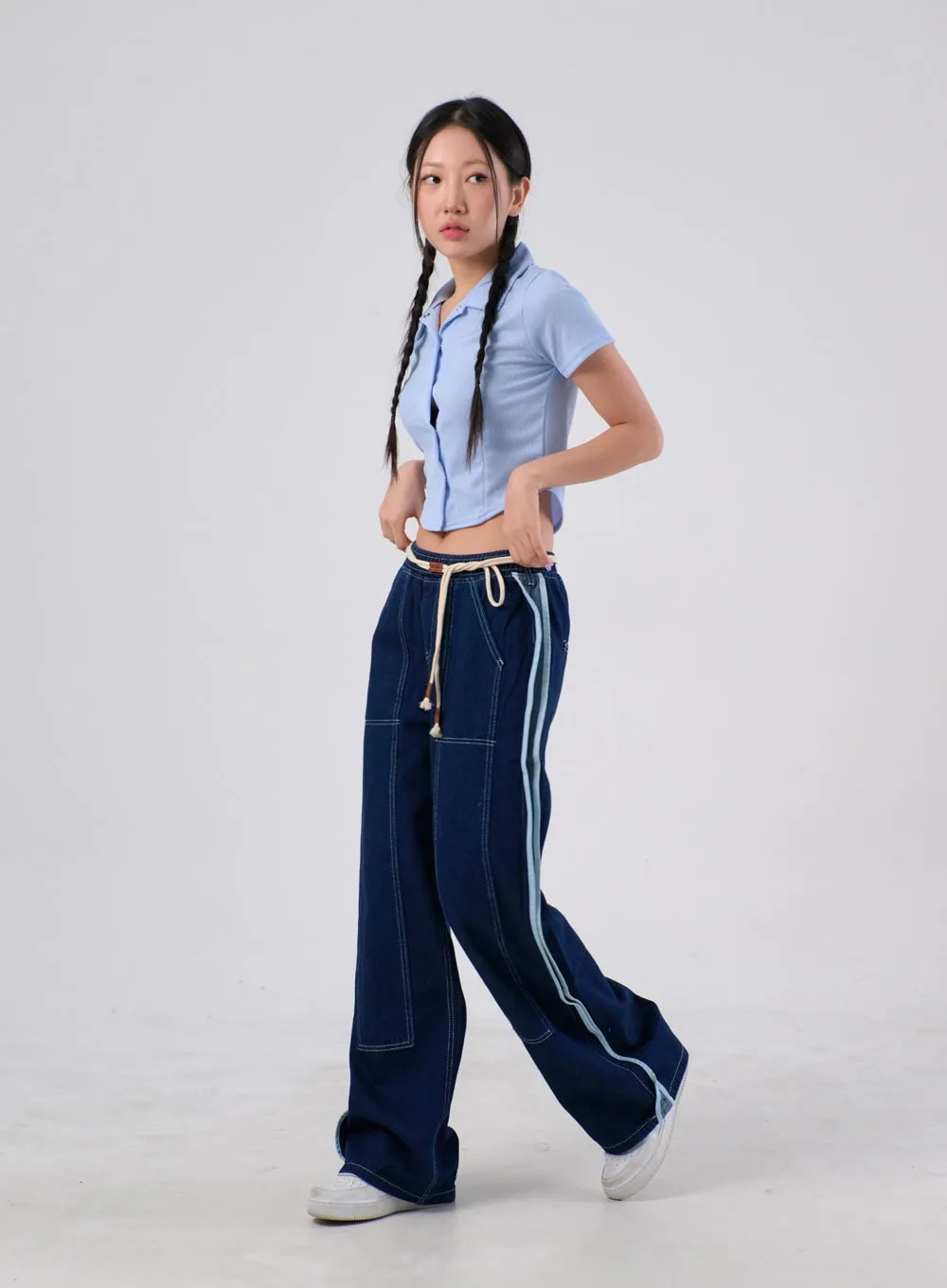 Stripe Baggy Jeans IA304