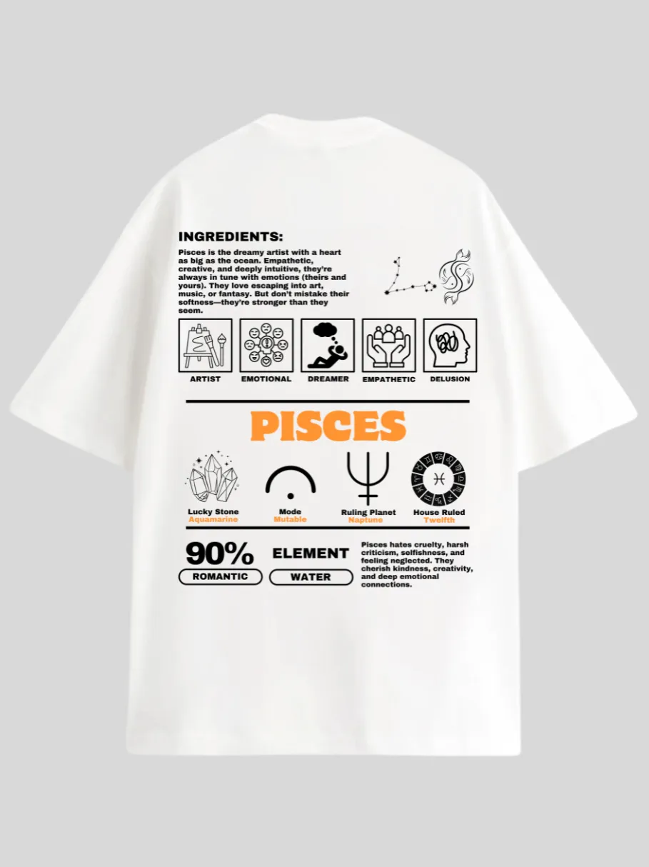 Zodiac Pisces / Unisex Oversized T-shirt