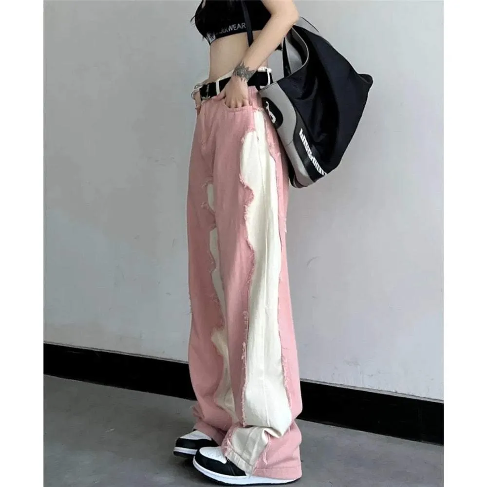 Zweifarbige Baggy-Hose im Trendigen Soft-Girl-Look